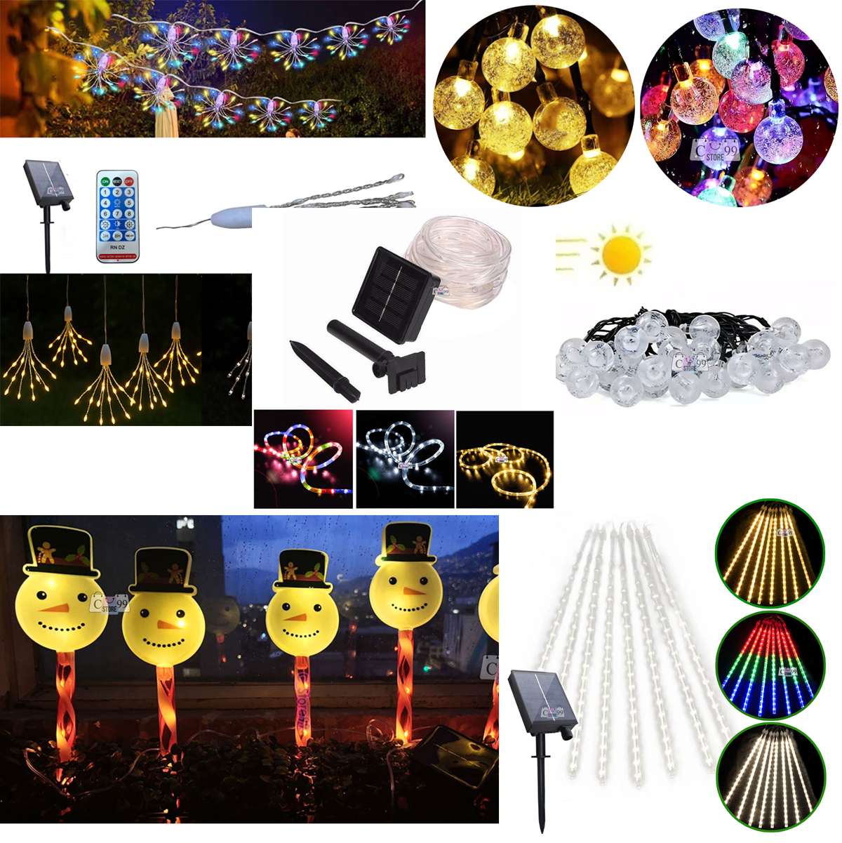 Vista 2 de Luces De Navidad Led Con Panel Solar - Diseño y color: Burbuja Calida